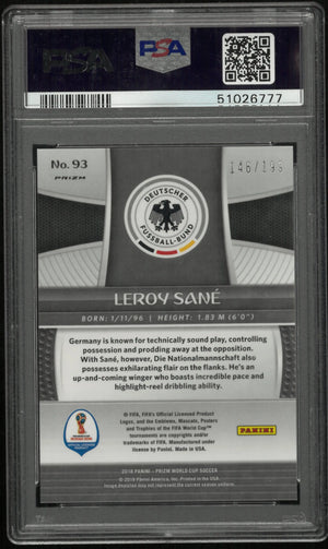2018 Panini Prizm World Cup Leroy Sane #93 Blue PSA 10 