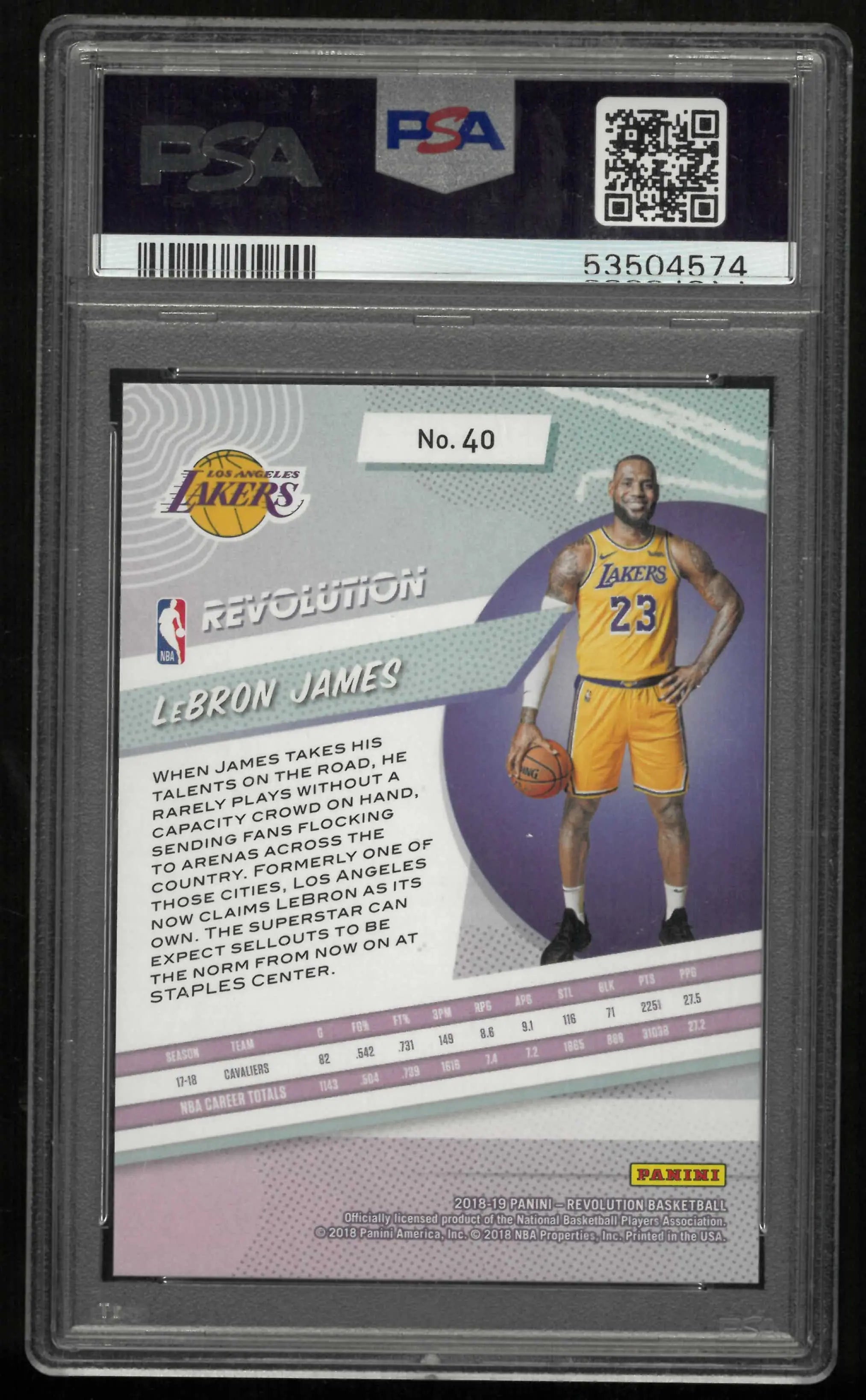 2018 Panini Revolution Lebron James PSA 10 