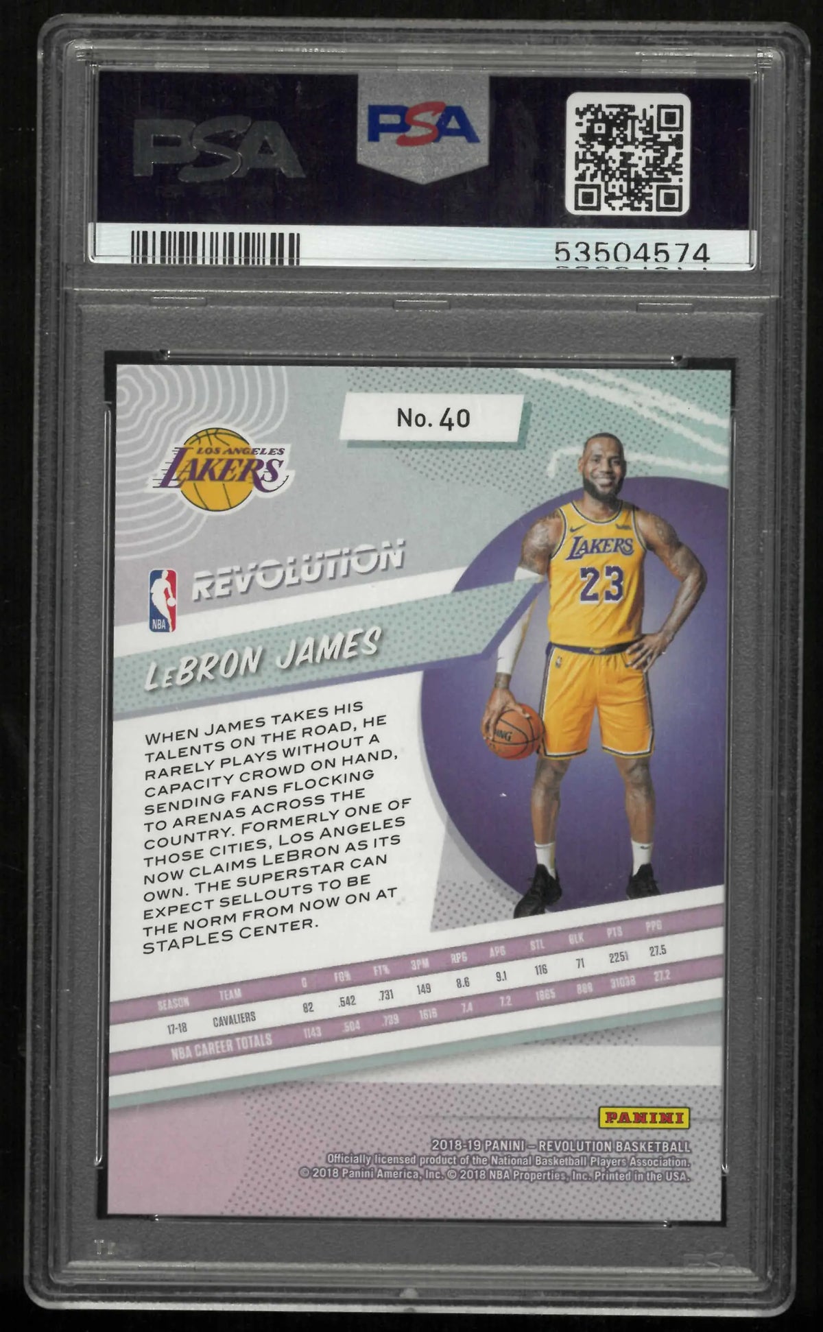 2018 Panini Revolution Lebron James PSA 10 