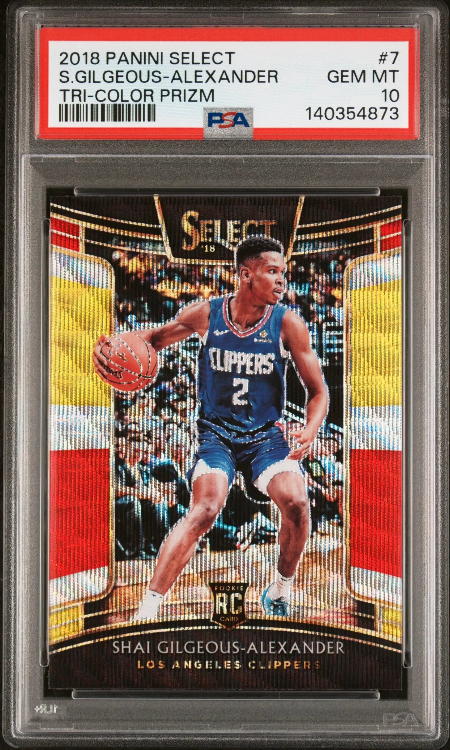 2018 Panini Select Rookie Shai Gilgeous-Alexander Tri Color Prizm RC PSA 10 
