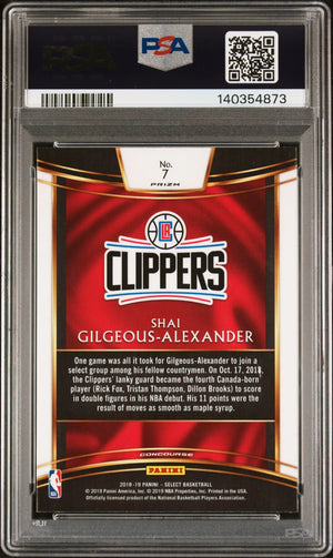 2018 Panini Select Rookie Shai Gilgeous-Alexander Tri Color Prizm RC PSA 10 