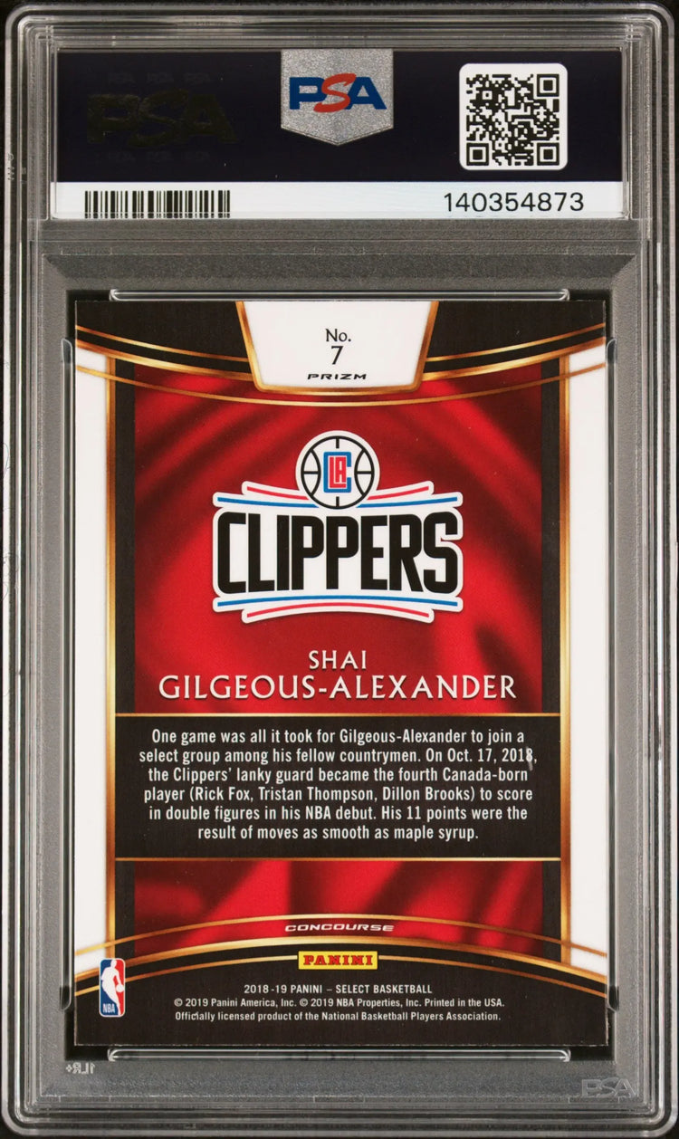 2018 Panini Select Rookie Shai Gilgeous-Alexander Tri Color Prizm RC PSA 10 
