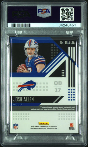 2018 Panini Unparalleled Rookie Jersey Patch Autographs Josh Allen Auto RC PSA 9 