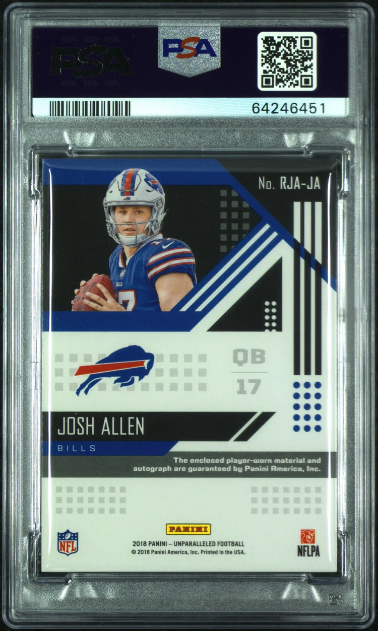 2018 Panini Unparalleled Rookie Jersey Patch Autographs Josh Allen Auto RC PSA 9 
