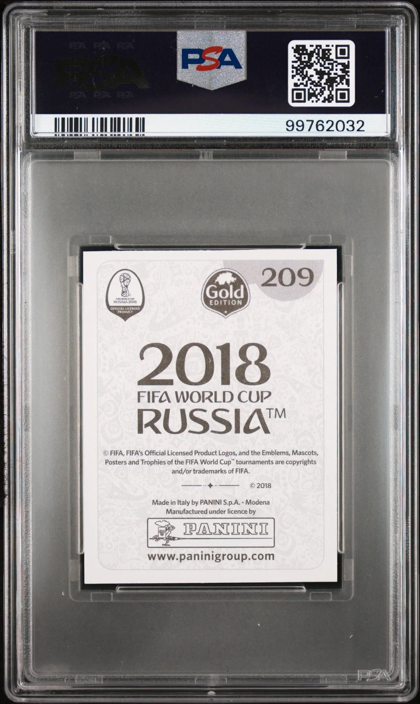2018 Panini World Cup Stickers Kylian Mbappe Gold PSA 8 