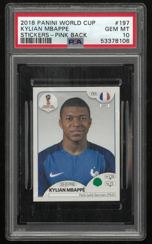 2018 Panini World Cup Stickers  Kylian Mbappe Pink Back PSA 10 