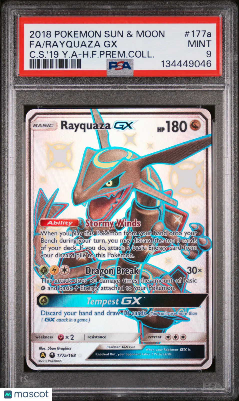 2018 Pokemon Alternate Art Hidden Fates Promos Rayquaza GX 177a/168 PSA 9 
