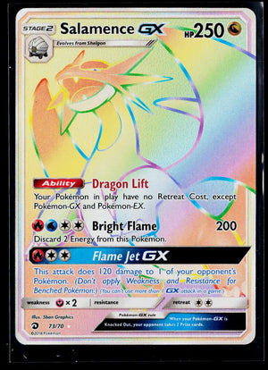 2018 Pokemon SM Dragon Majesty Salamence GX Rainbow Secret Rare 73/70 #S1 