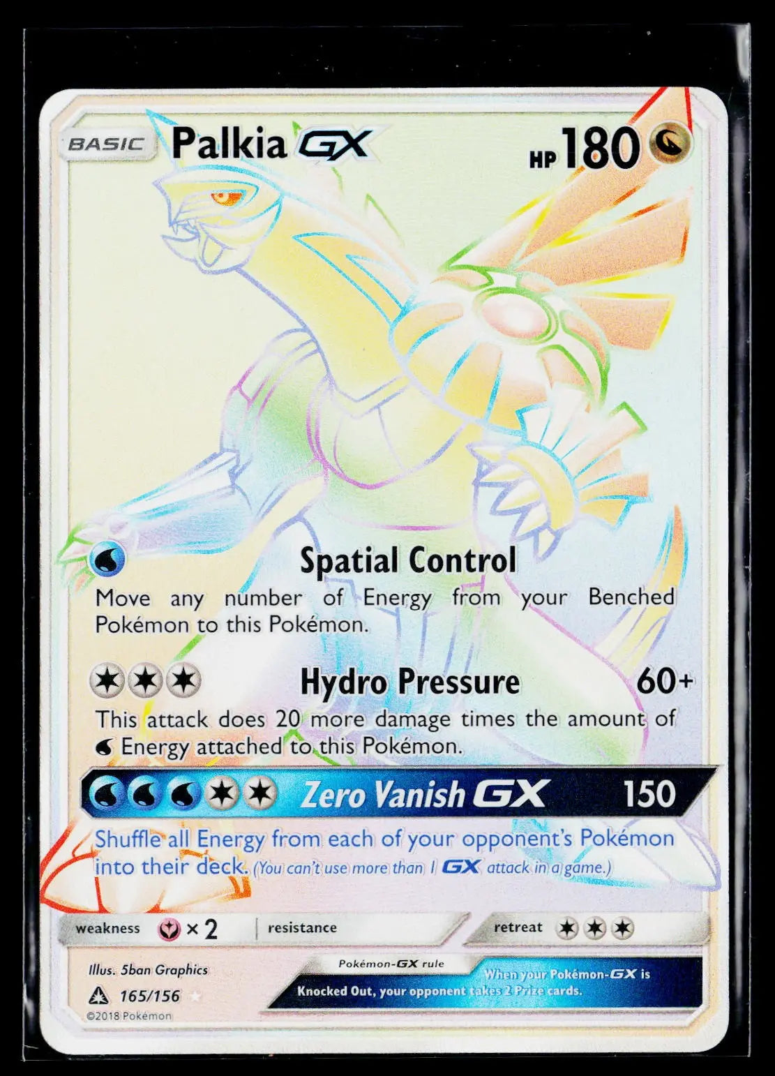 2018 Pokemon SM Ultra Prism Palkia GX Secret Rare Rainbow Holofoil 165/156 