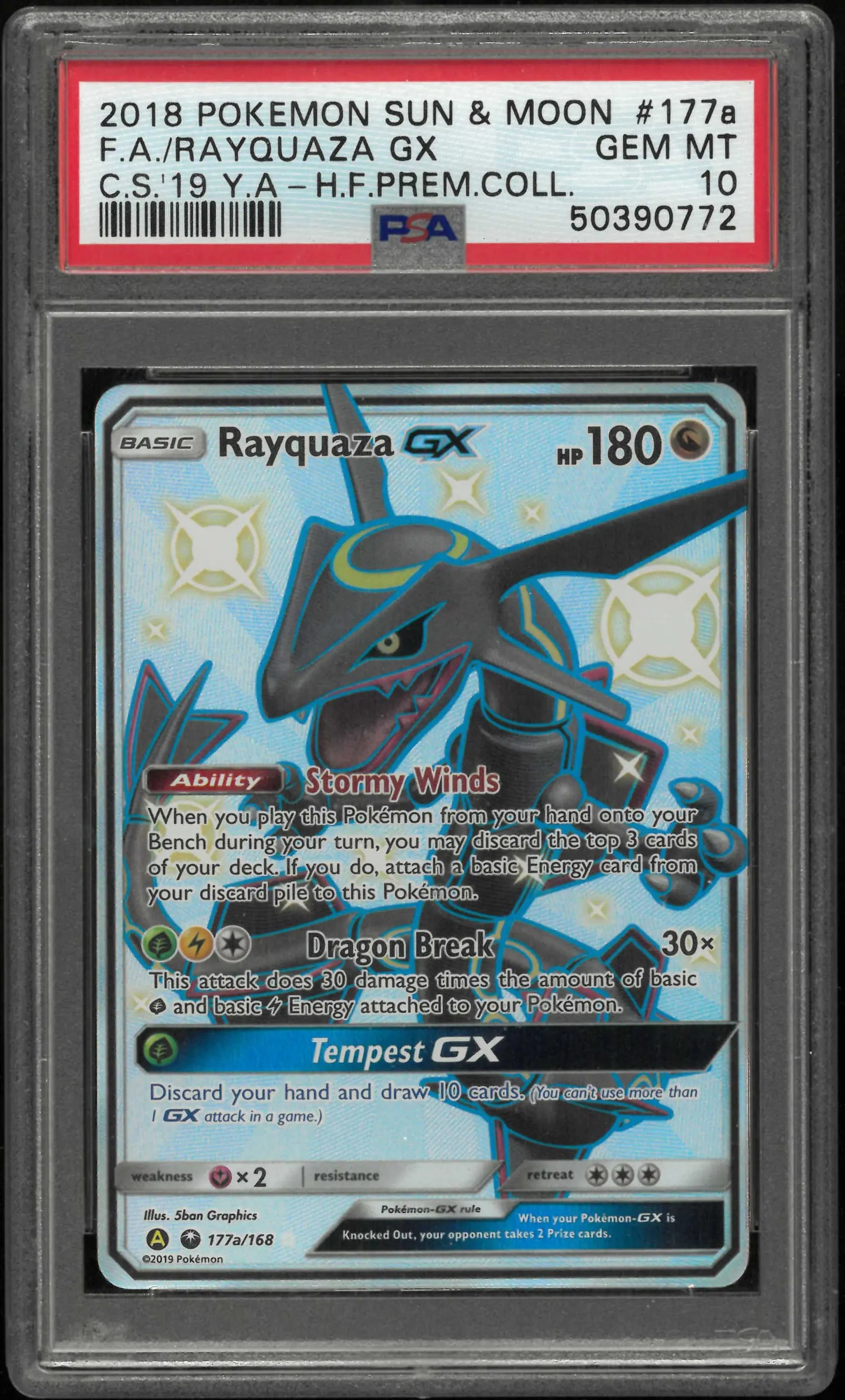 2018 Pokemon Sun & Moon Celestial Storm 177a/168 Rayquaza Gx PSA 10 