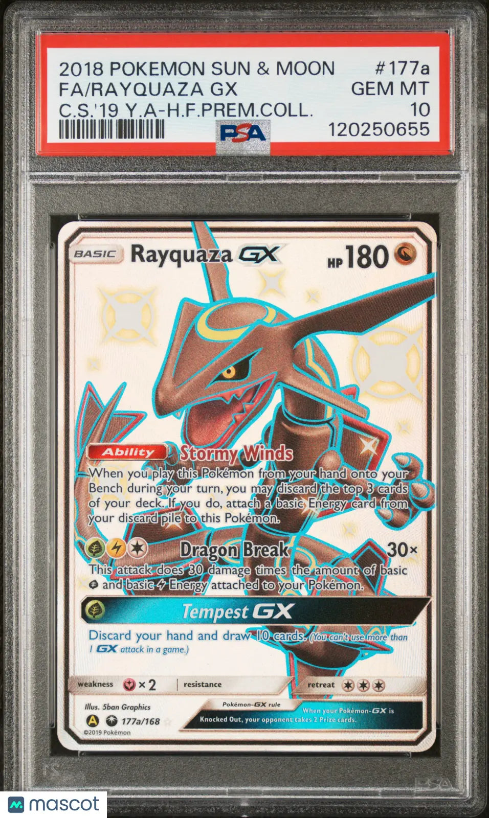 2018 Pokemon Sun & Moon Celestial Storm Rayquaza GX Full Art PSA 10 177a/168 