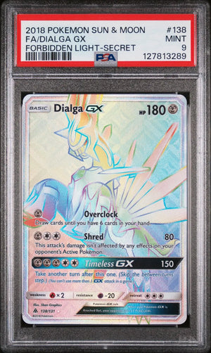 2018 Pokemon Sun & Moon Forbidden Light Dialga Gx Secret 138/131 PSA 9 