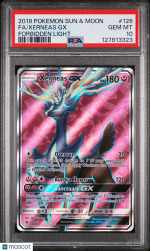 2018 Pokemon Sun & Moon Forbidden Light Xerneas GX Fa PSA 10 126/131 