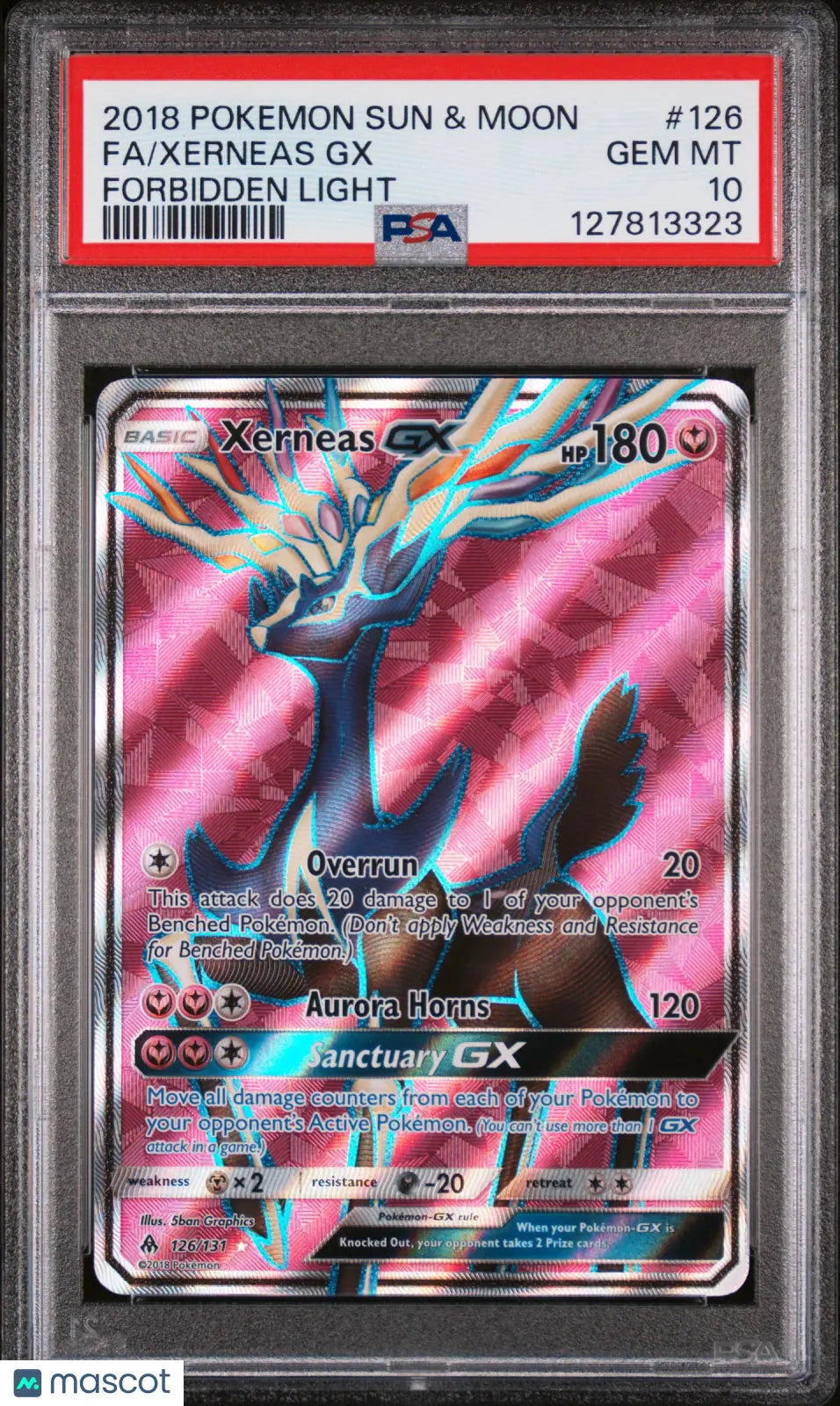 2018 Pokemon Sun & Moon Forbidden Light Xerneas GX Fa PSA 10 126/131 