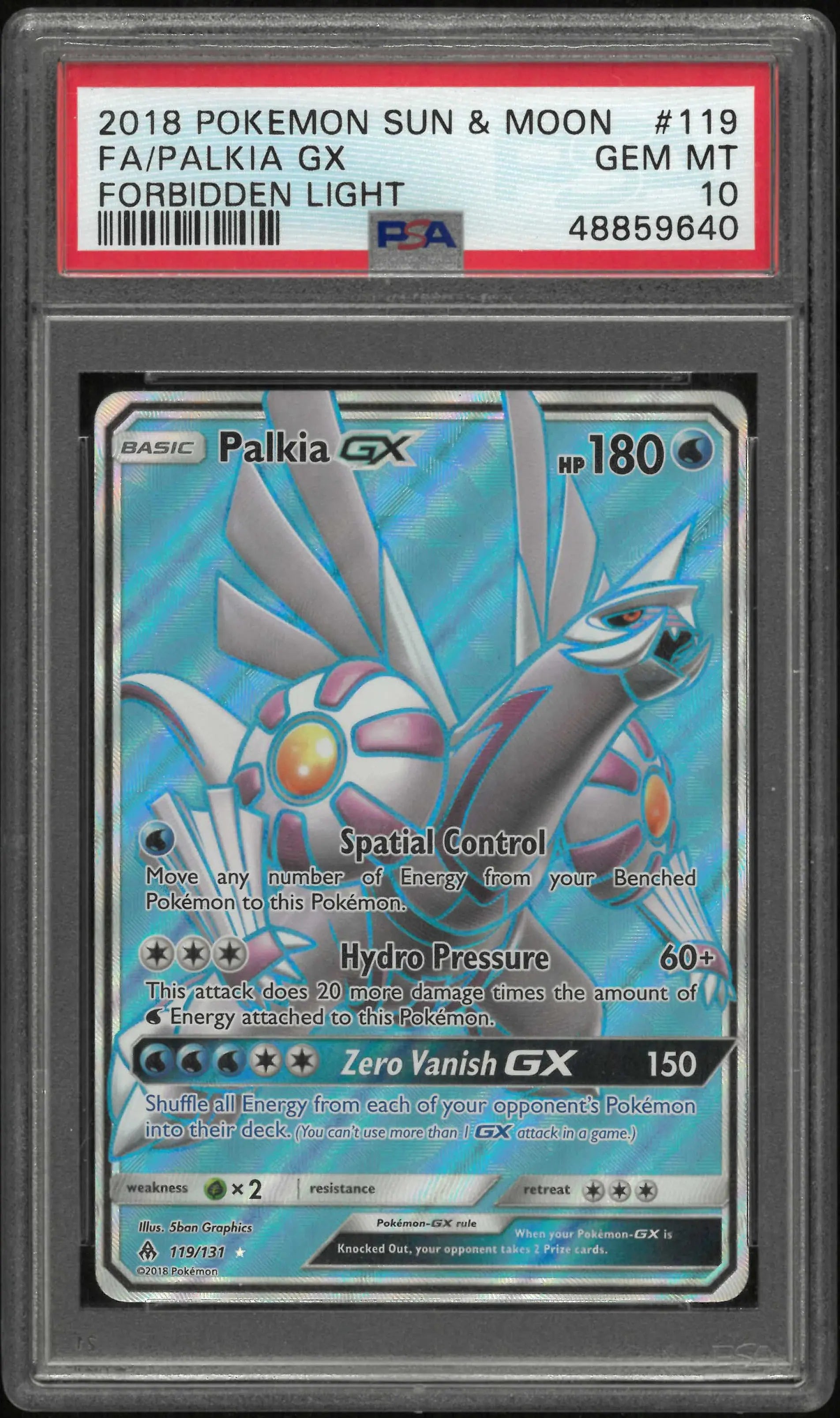 2018 Pokemon Sun & Moon Forbidden Light #119 Fa Palkia Gx PSA 10 