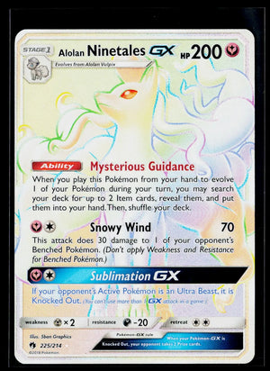 2018 Pokemon Sun & Moon Lost Thunder Alolan Ninetales GX Secret Rare 225/214 