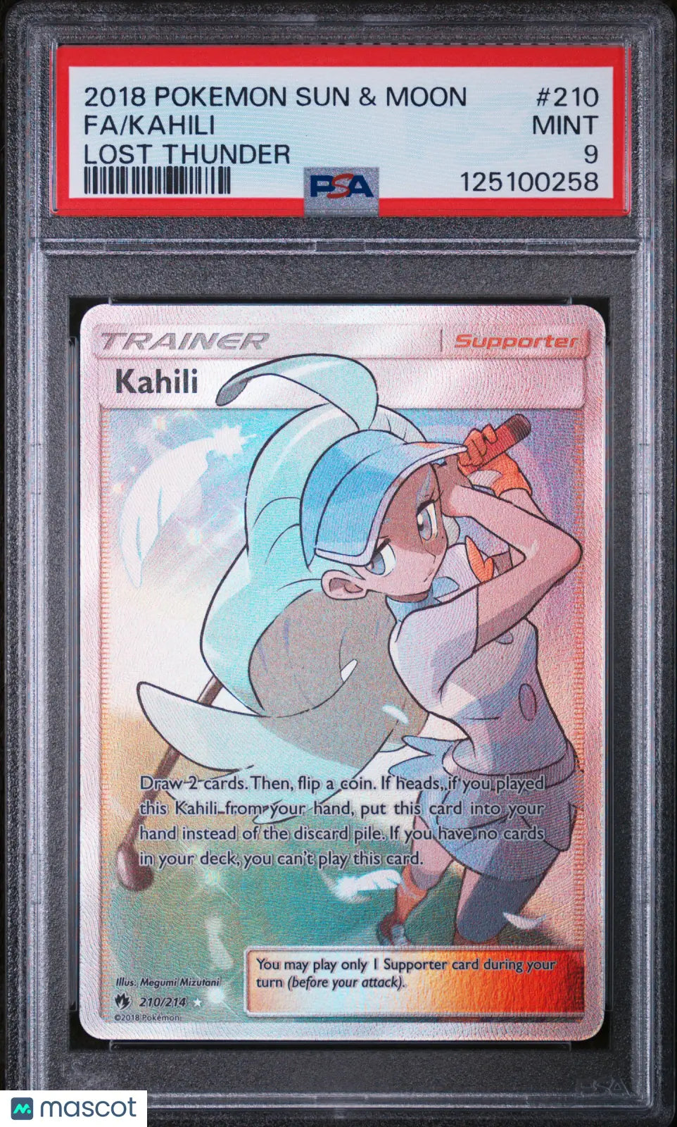 2018 Pokemon Sun & Moon Lost Thunder Kahili Fa Lost Thunder PSA 9 210/214 