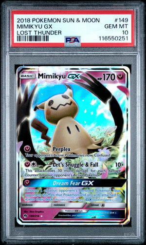 2018 Pokemon Sun & Moon Lost Thunder Mimikyu GX PSA 10 149/214 