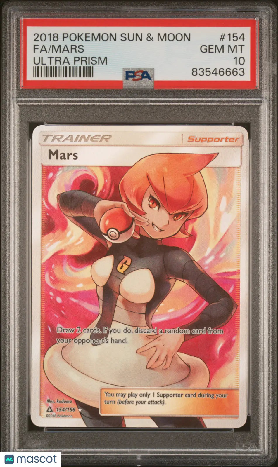 2018 Pokemon Sun & Moon Ultra Prism Mars Fa PSA 10 154/156 