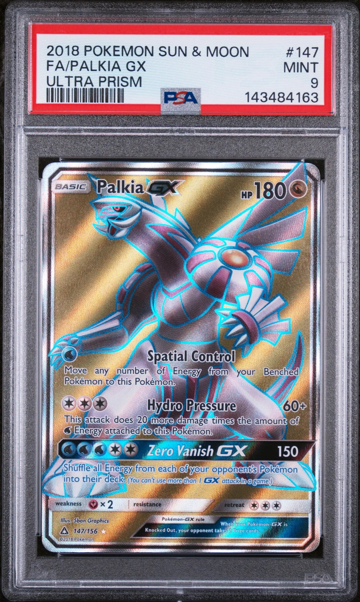 2018 Pokemon Sun & Moon Ultra Prism Palkia GX Ultra Prism Fa 147/156 PSA 9 