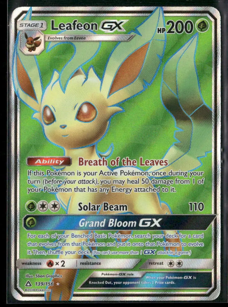2018 Pokemon Ultra Prism Ultra Rare Full Art Leafeon GX 139/156 