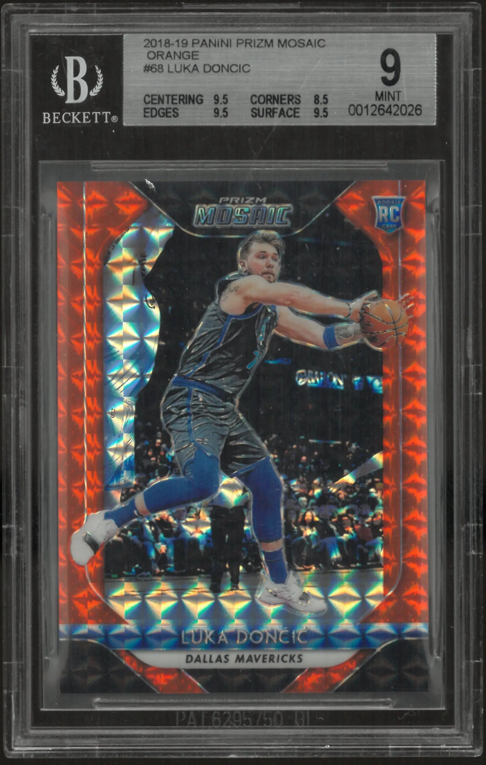 2018 Prizm Basketball Luka Doncic RC Rookie Mosaic Orange #68 BGS 9 /99 