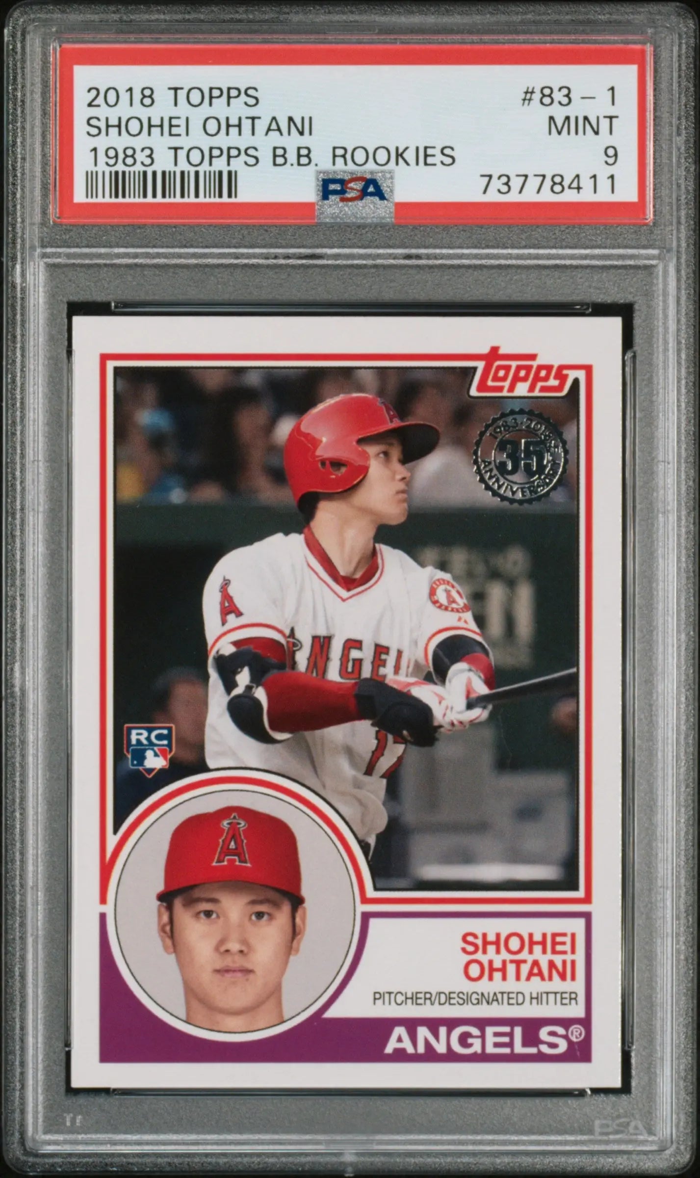 2018 Topps 1983 Topps Baseball Rookies Shohei Ohtani RC PSA 9 