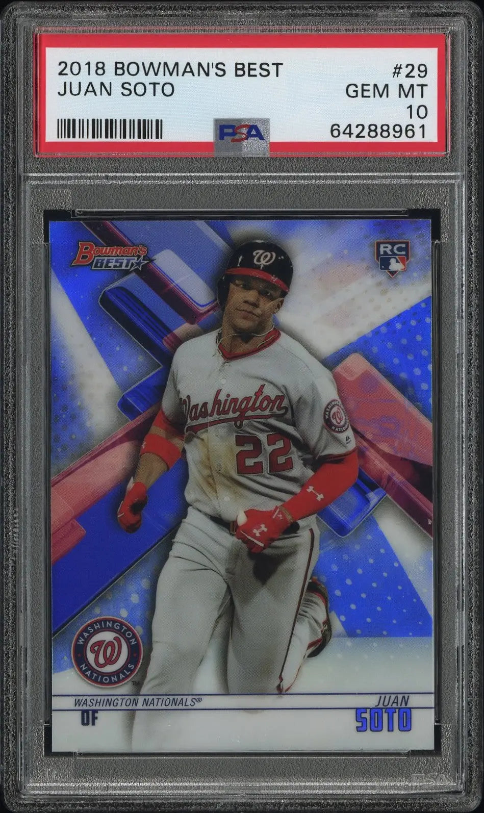 2018 Topps Bowman's Best Rookie Juan Soto Refractor RC PSA 10 