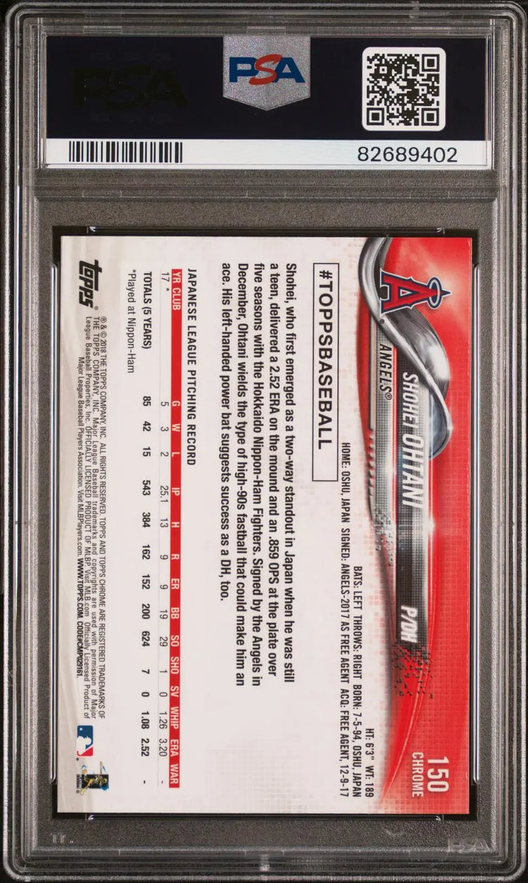 2018 Topps Chrome Baseball Rookie Shohei Ohtani RC Pitching PSA 10 