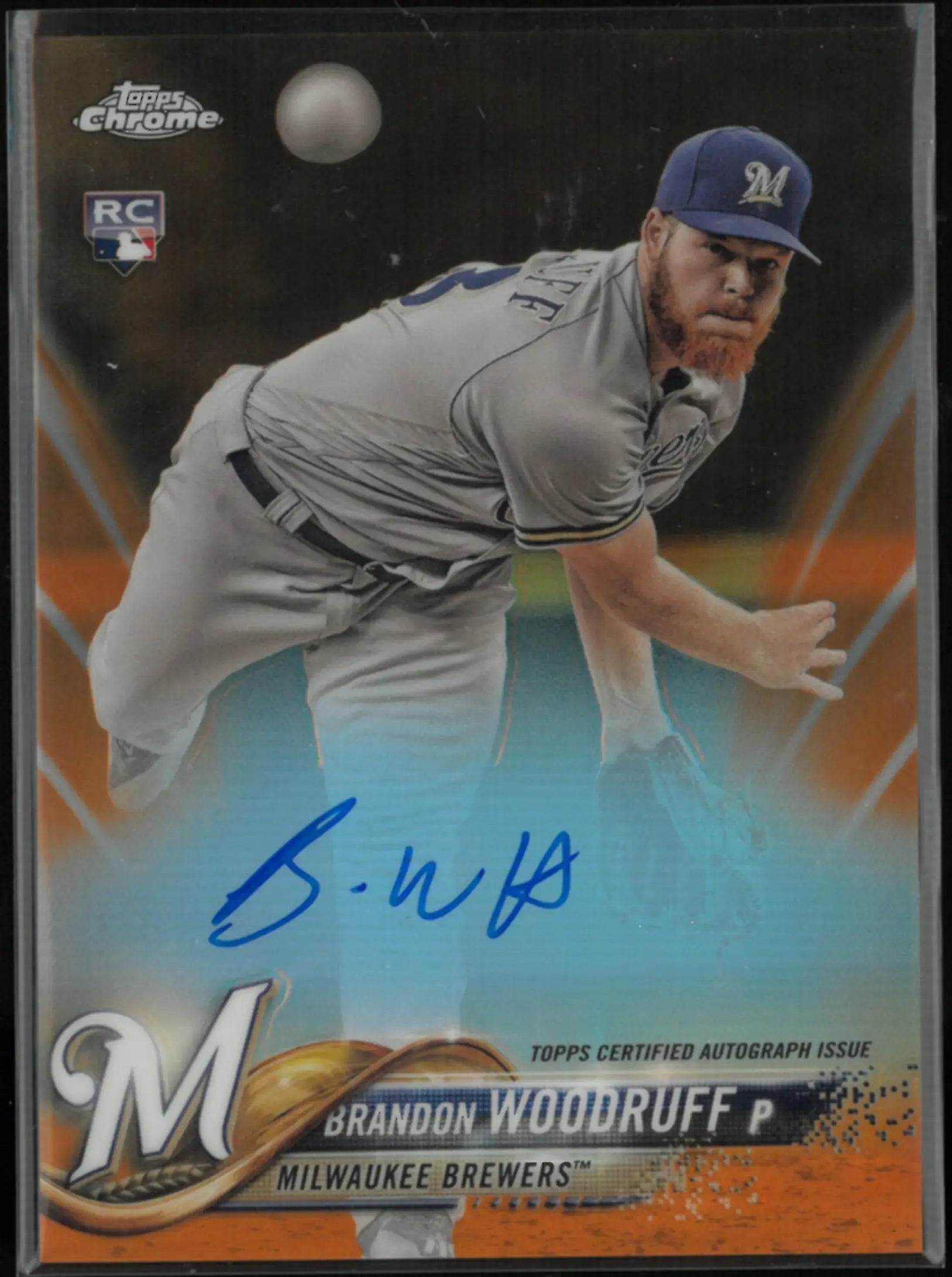 2018 Topps Chrome Rookie Autograph Brandon Woodruff Auto Orange /25 RC 