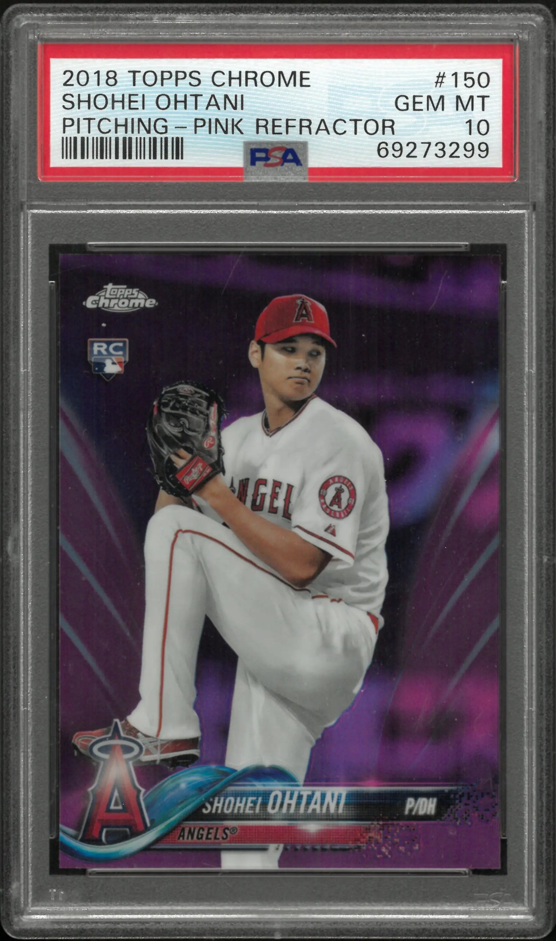 2018 Topps Chrome Shohei Ohtani RC Rookie Pink Refractor Pitching PSA 10 