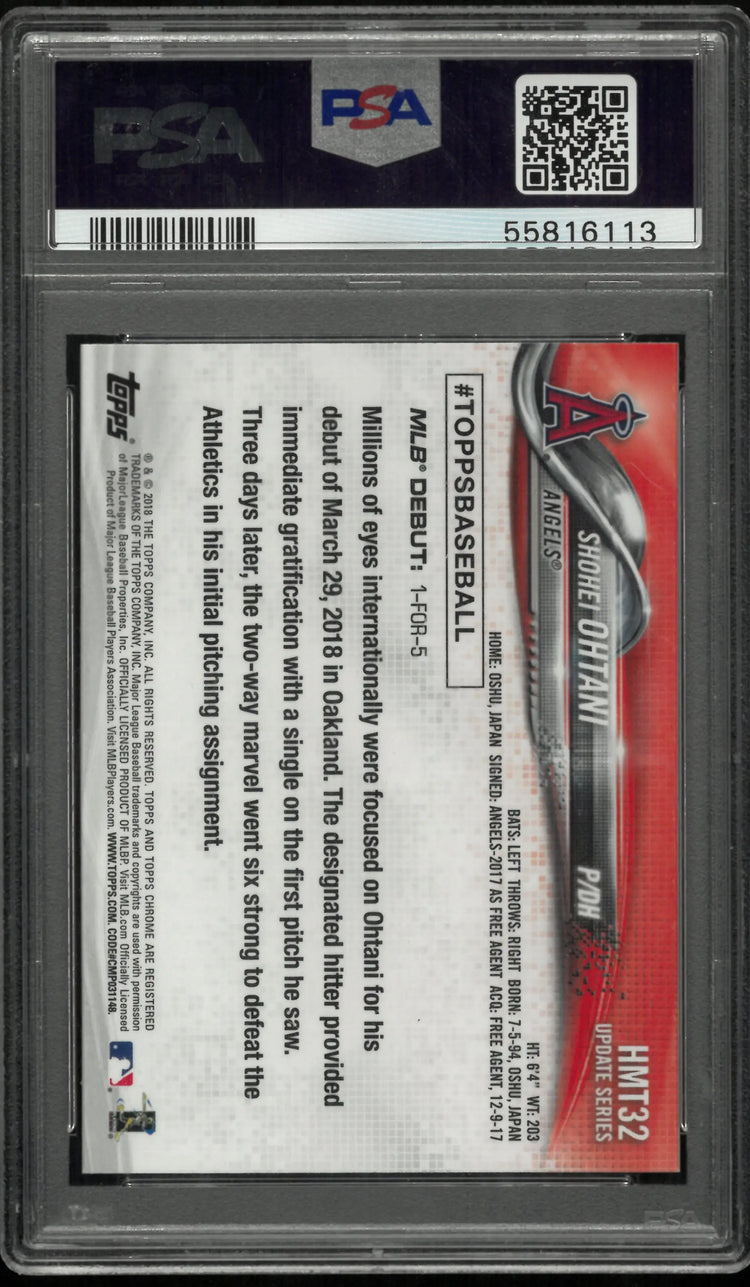 2018 Topps Chrome Update Shohei Ohtani RC Rookie Debut PSA 10 