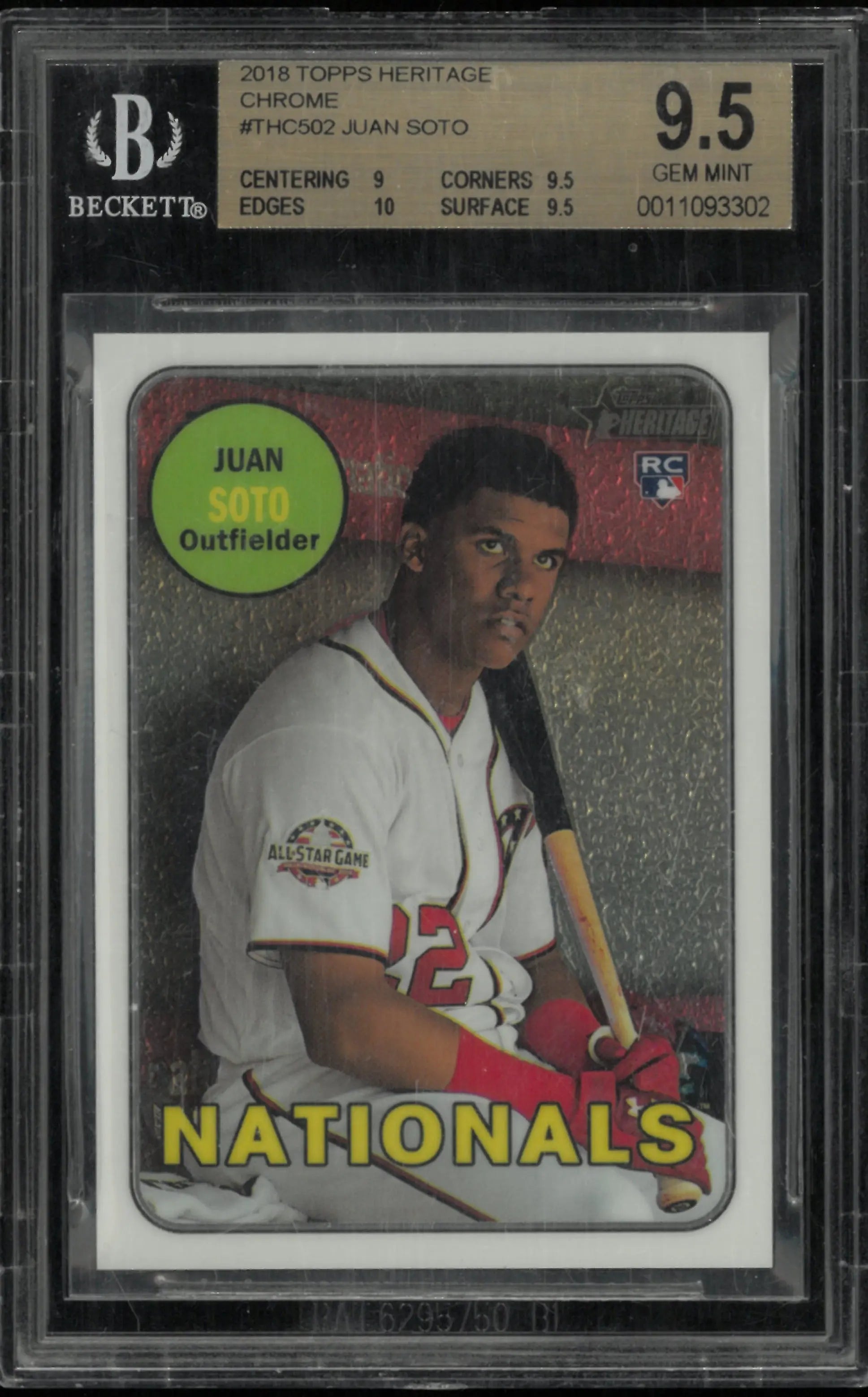 2018 Topps Heritage Chrome Baseball Juan Soto RC Rookie BGS 9.5 /999 