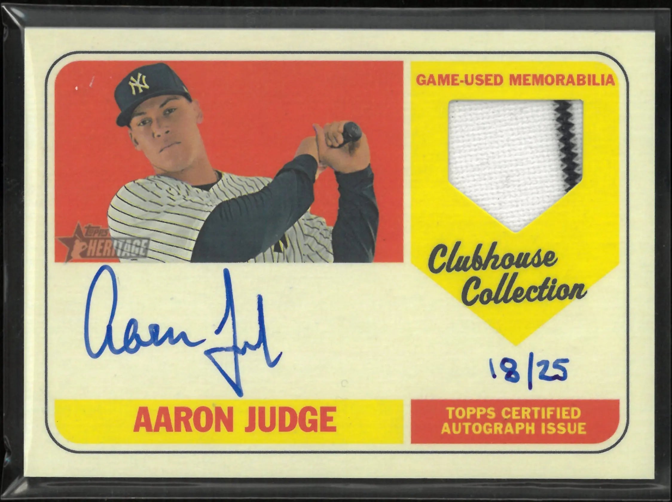 2018 Topps Heritage Clubhouse Collection Aaron Judge Autograph Patch Auto /25 