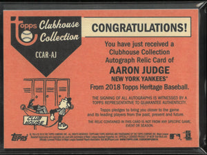 2018 Topps Heritage Clubhouse Collection Aaron Judge Autograph Patch Auto /25 