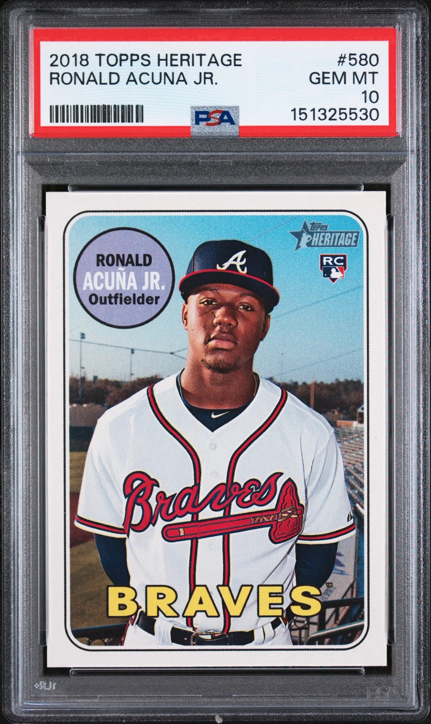 2018 Topps Heritage Rookie Ronald Acuna JR. RC PSA 10 