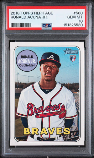 2018 Topps Heritage Rookie Ronald Acuna JR. RC PSA 10 