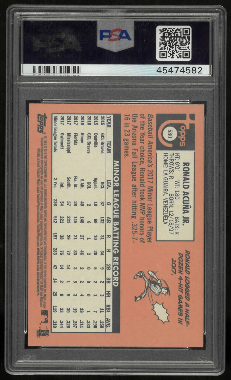2018 Topps Heritage Rookie Ronald Acuna Jr. RC PSA 10 