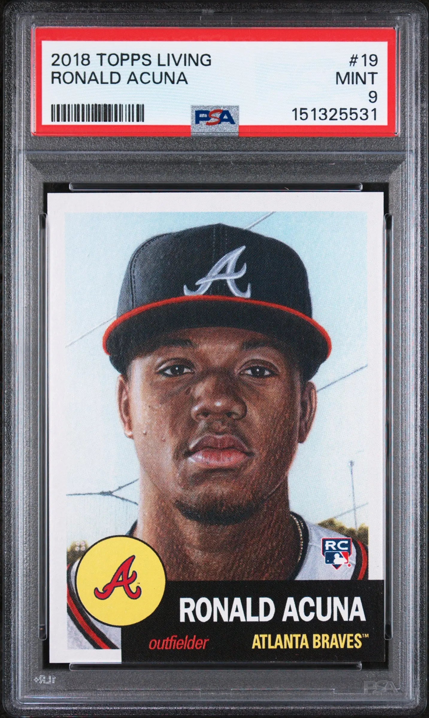 2018 Topps Living Rookie Ronald Acuna RC PSA 9 