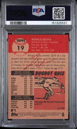 2018 Topps Living Rookie Ronald Acuna RC PSA 9 