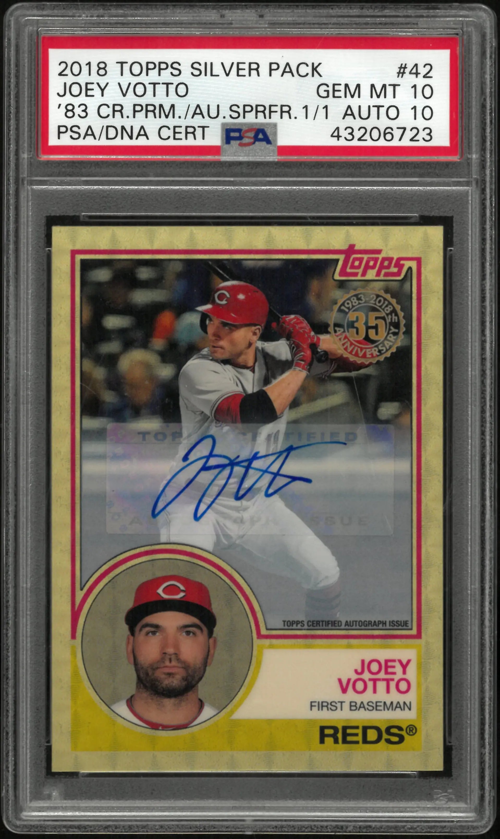 2018 Topps Silver Pack '83 Joey Votto Auto Superfractor 1/1 PSA 10 Auto 10 