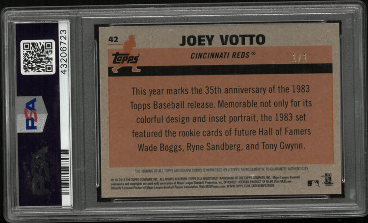 2018 Topps Silver Pack '83 Joey Votto Auto Superfractor 1/1 PSA 10 Auto 10 