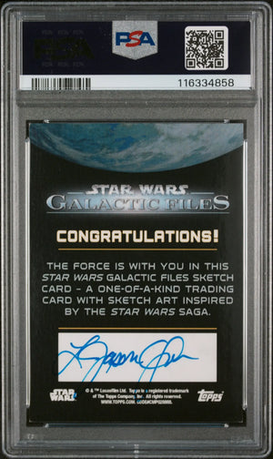 2018 Topps Star Wars Galactic Files Sketch Card Yoda Jason Queen PSA A 