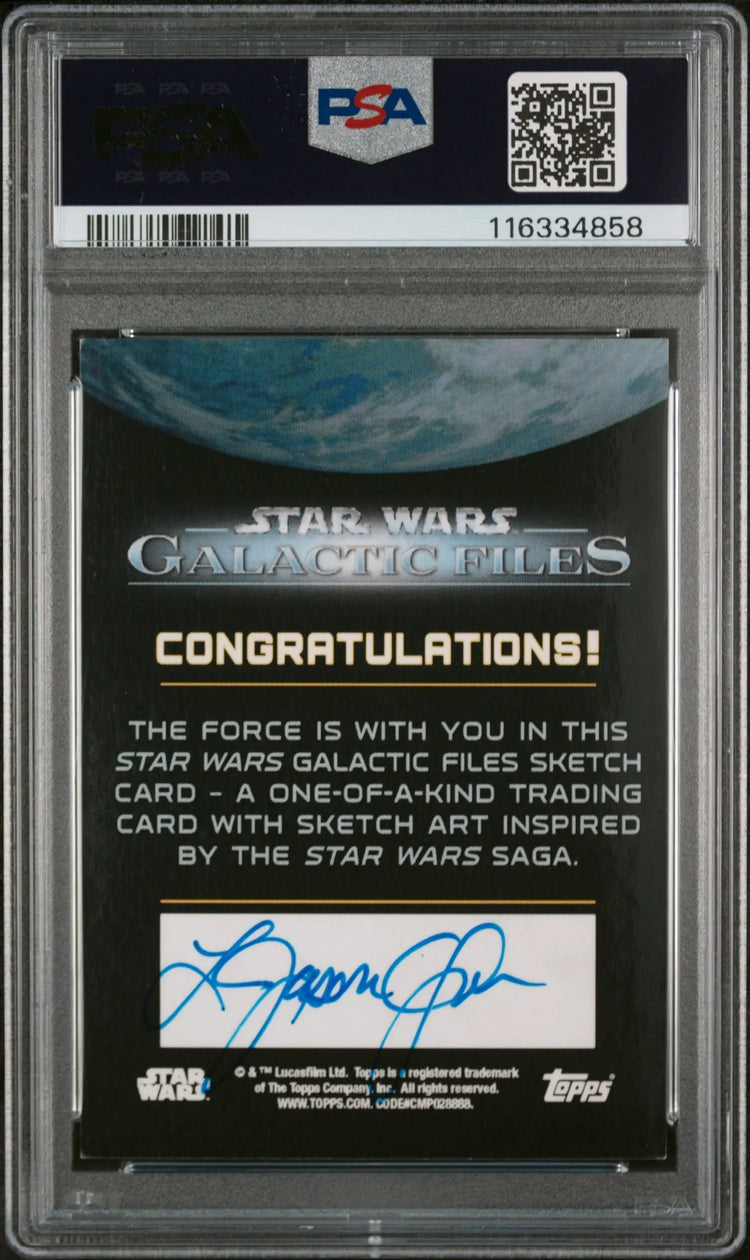 2018 Topps Star Wars Galactic Files Sketch Card Yoda Jason Queen PSA A 
