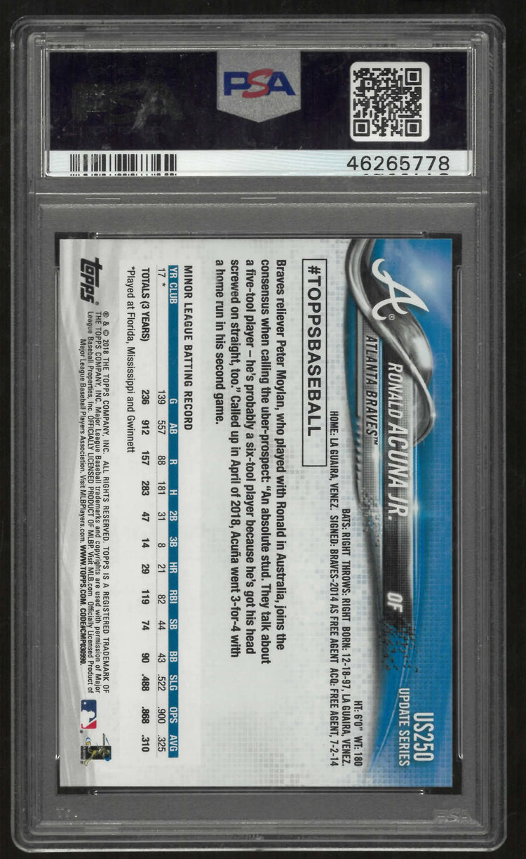 2018 Topps Update Rookie Ronald Acuna Jr. RC PSA 9 