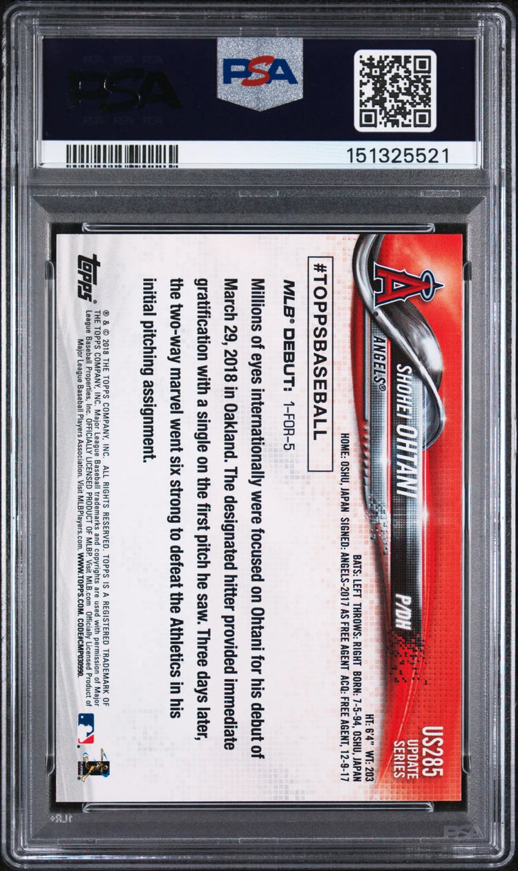 2018 Topps Update Rookie Shohei Ohtani RC PSA 10 