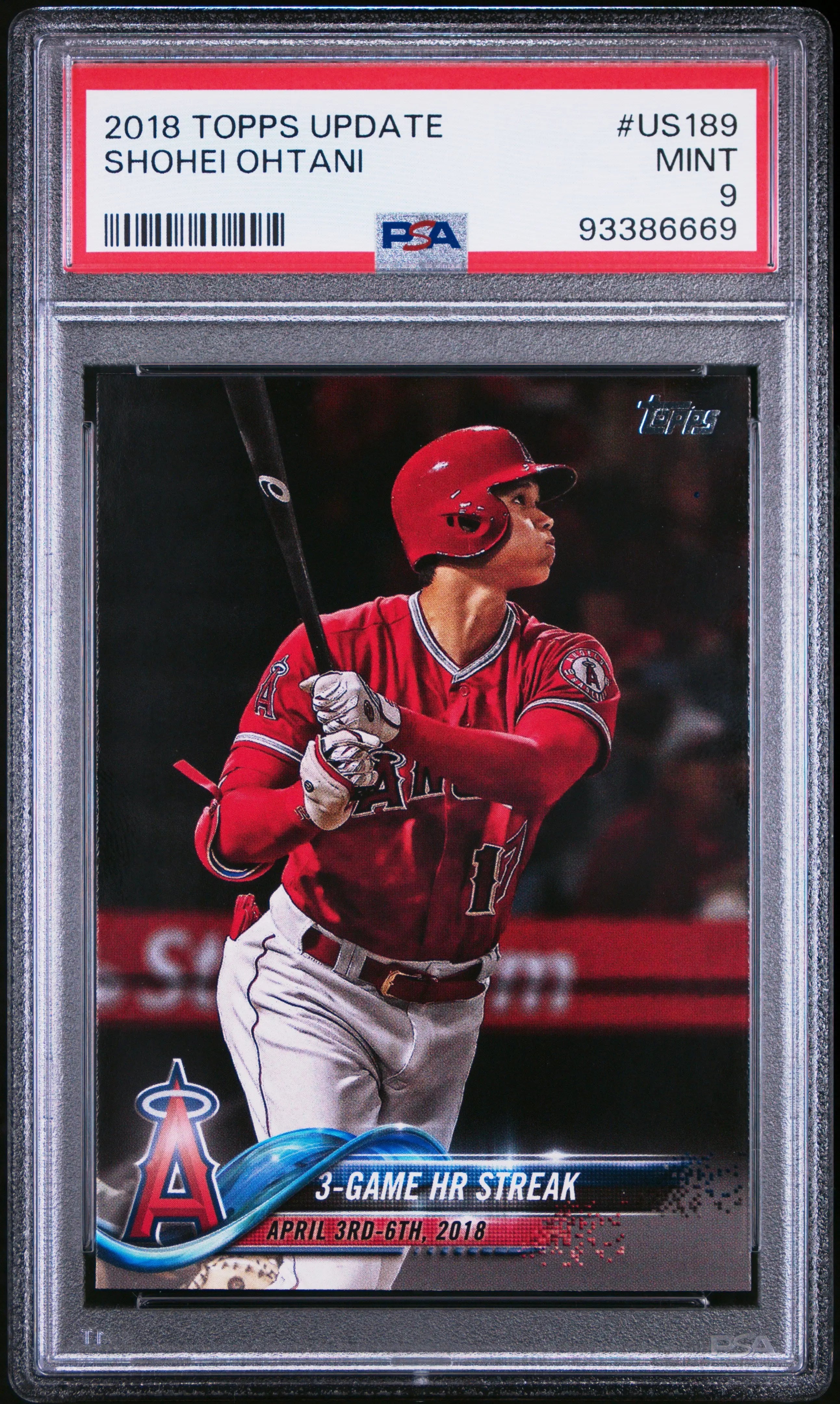 2018 Topps Update Rookie Shohei Ohtani RC PSA 9 