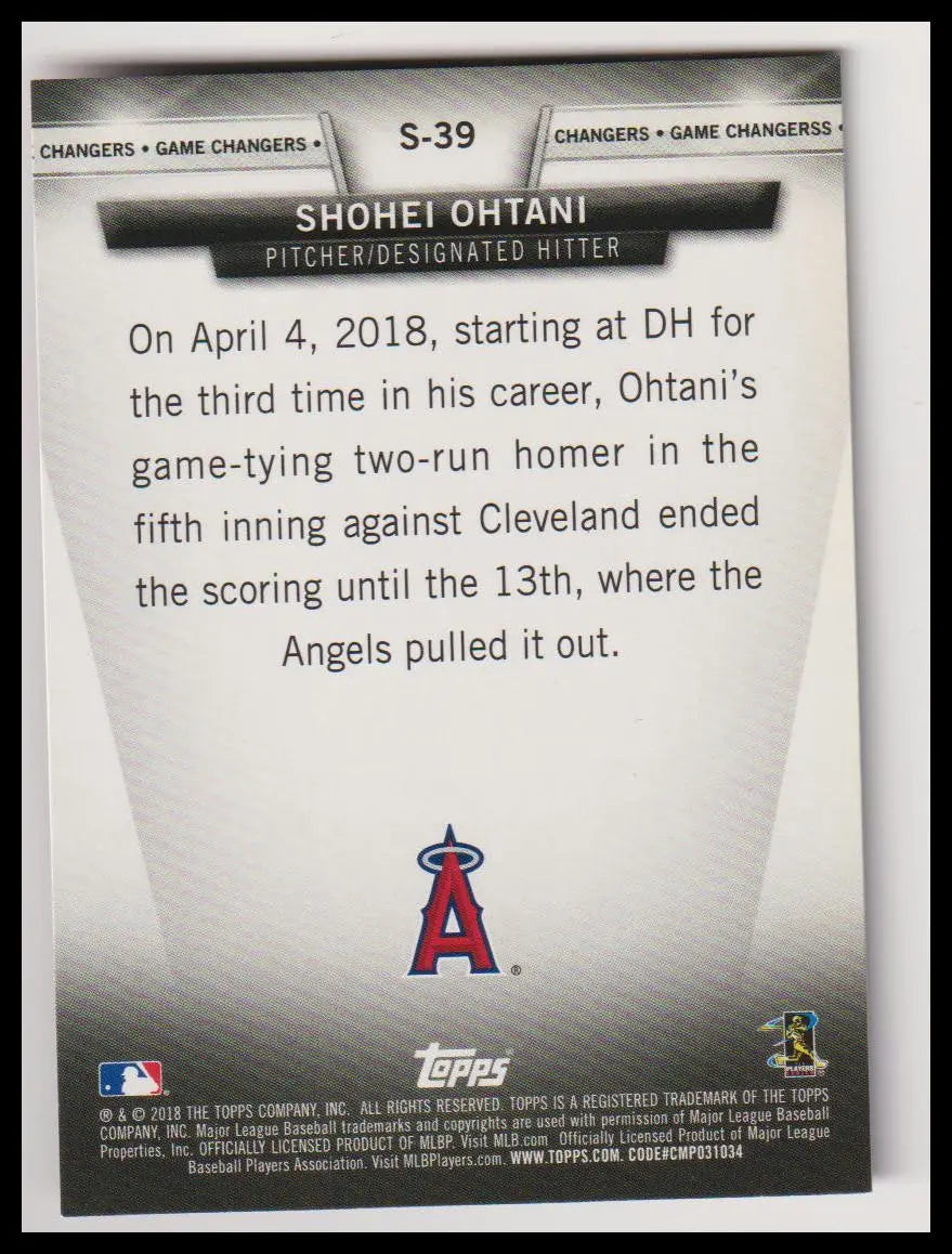 2018 Topps Update #S-39 Shohei Ohtani Salute Rookie 