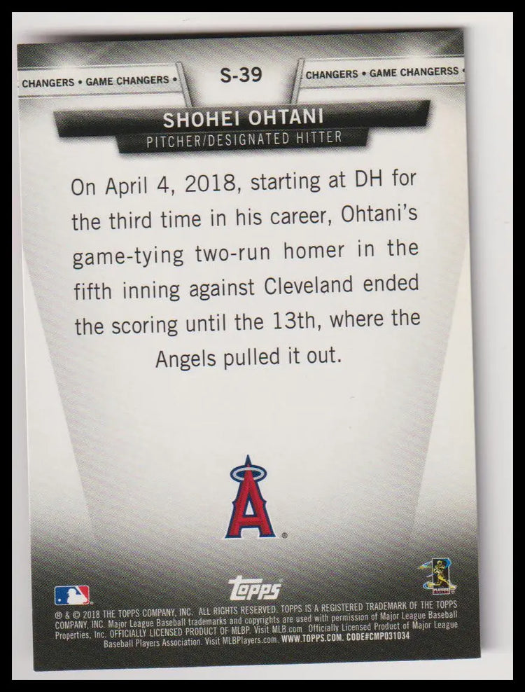 2018 Topps Update #S-39 Shohei Ohtani Salute Rookie 