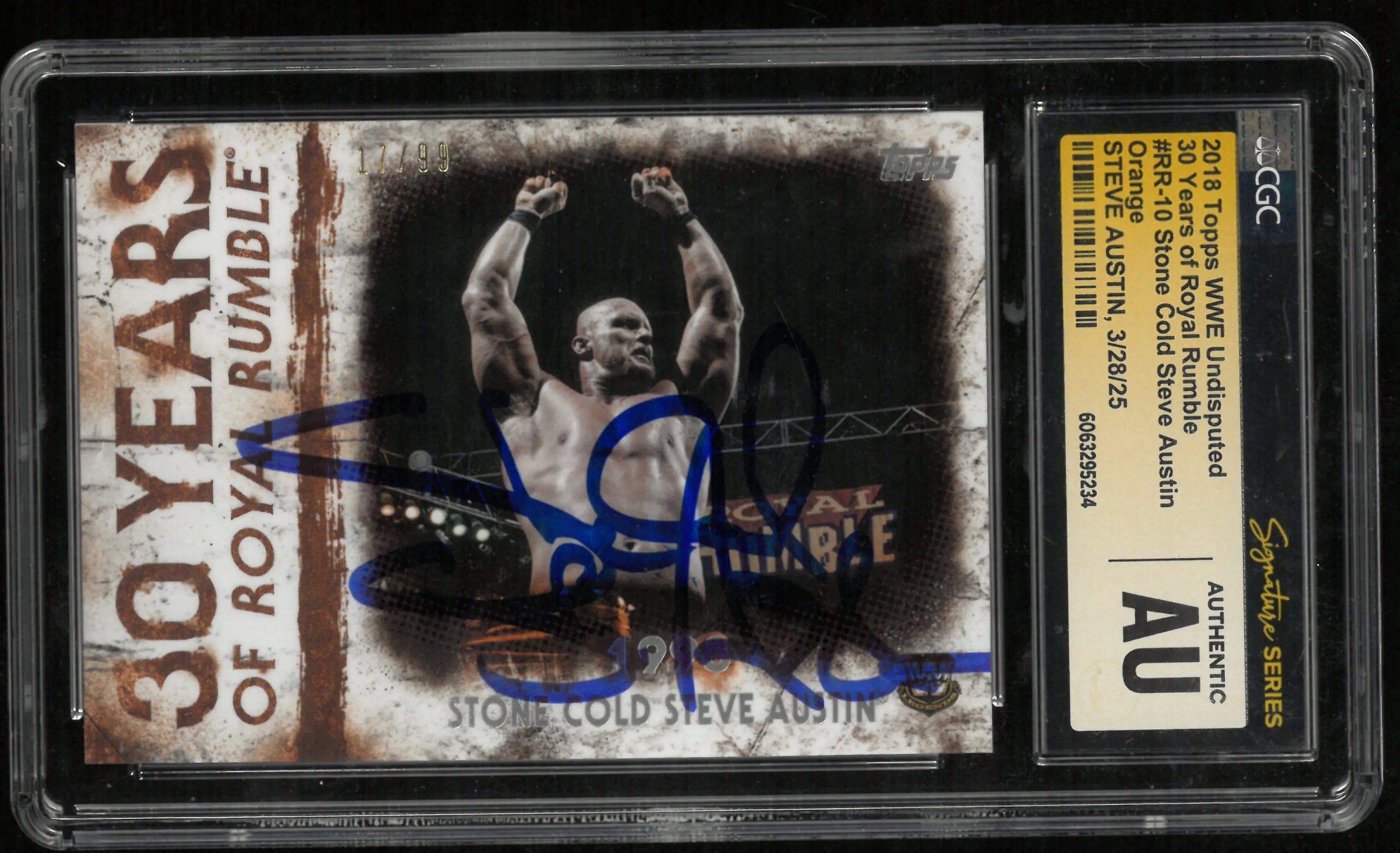 2018 Topps WWE Undisputed Stone Cold Steve Austin 30yrs Of Royal Rumble In Person CGC Authentic 